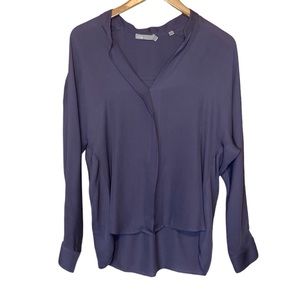 Vince Silk Band-Collar Purple Blouse 4